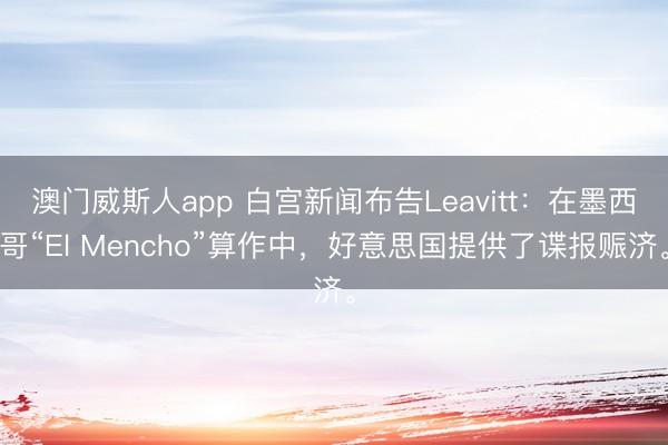 澳门威斯人app 白宫新闻布告Leavitt：在墨西哥“El Mencho”算作中，好意思国提供了谍报赈济。