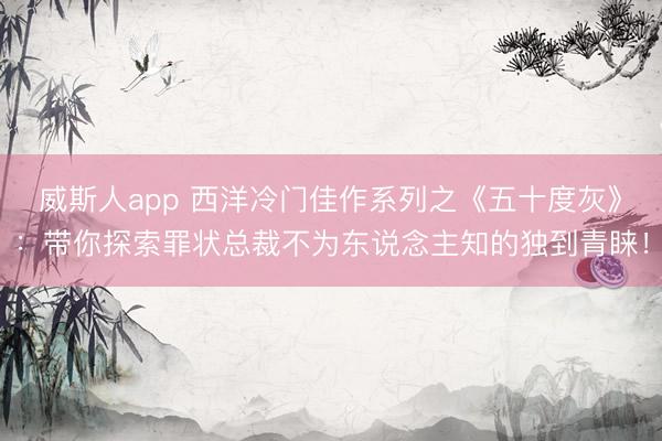 威斯人app 西洋冷门佳作系列之《五十度灰》：带你探索罪状总裁不为东说念主知的独到青睐！