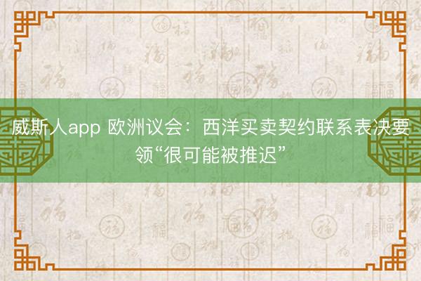 威斯人app 欧洲议会:西洋买卖契约联系表决要领“很可能被推迟”