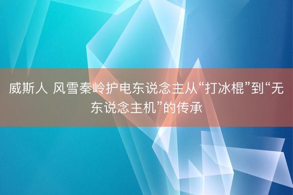 威斯人 风雪秦岭护电东说念主从“打冰棍”到“无东说念主机”的传承