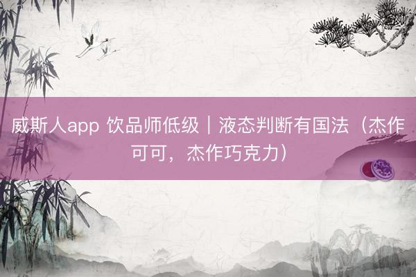 威斯人app 饮品师低级｜液态判断有国法（杰作可可，杰作巧克力）